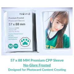 [57x88MM] Meowcafe Premium Frosted CPP Card Sleeve for Kpop Photocards Perfect Fit | Anti-Glare Sleeve For Photocard Content Creating | 100 Micron Thick