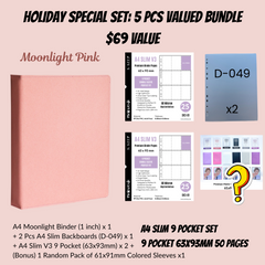 [Valued Bundle] K-KEEP [A4 Standard] Binder - [Moonlight Series] - Elegant PU Leather Kpop Photocard Binder - [Improved 1 Inch D-Ring]