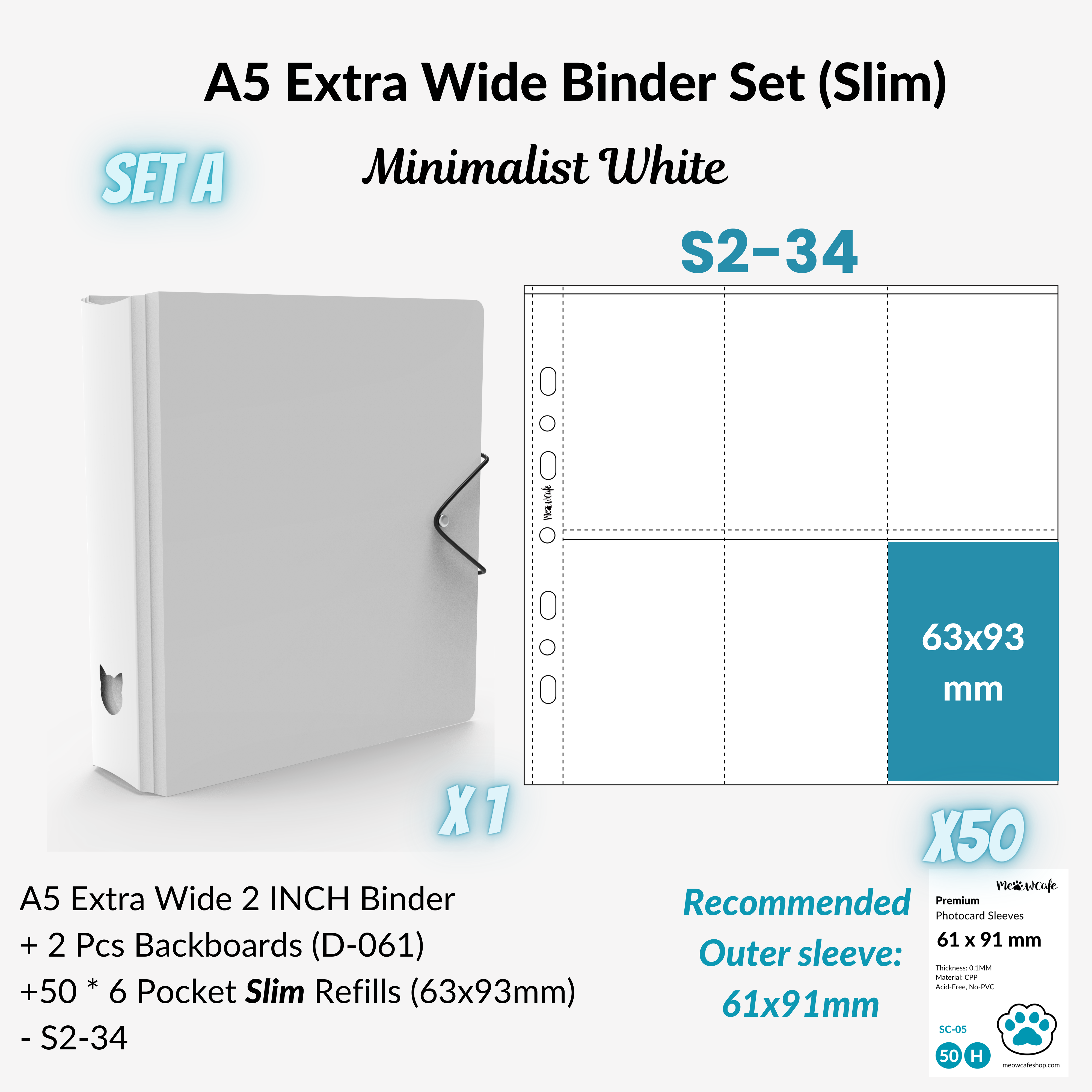 K-KEEP [A5 Extra-Wide] Binder [V1] - [2 inch] - [Minimalist Series]  "OT5/OT6" Collector Binder 6 Pocket Binder - Minimalist Series