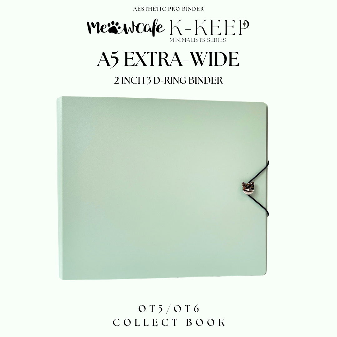 K-KEEP [A5 Extra-Wide] Binder [V2]- [2 inch] - [Minimalist Series] [Ice Green] "OT5/OT6" Collector Binder  6 Pocket Binder - Minimalist Series - Thicker and Tasty