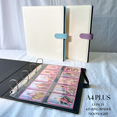 K-KEEP [A4 PLUS]  Binder - [1.5 inch] - [White Moonlight Series]  - Snap Button Closure Elegant and Comfortable A4 Binder Specially Designed for Kpop Collector