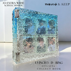 [Water Ripple Series] K-KEEP [A5 Extra-Wide] - [1.5 inch] - Acrylic Binder- Large Capacity OT5 OT6 Kpop Photocard Binder (Ripple Blue)