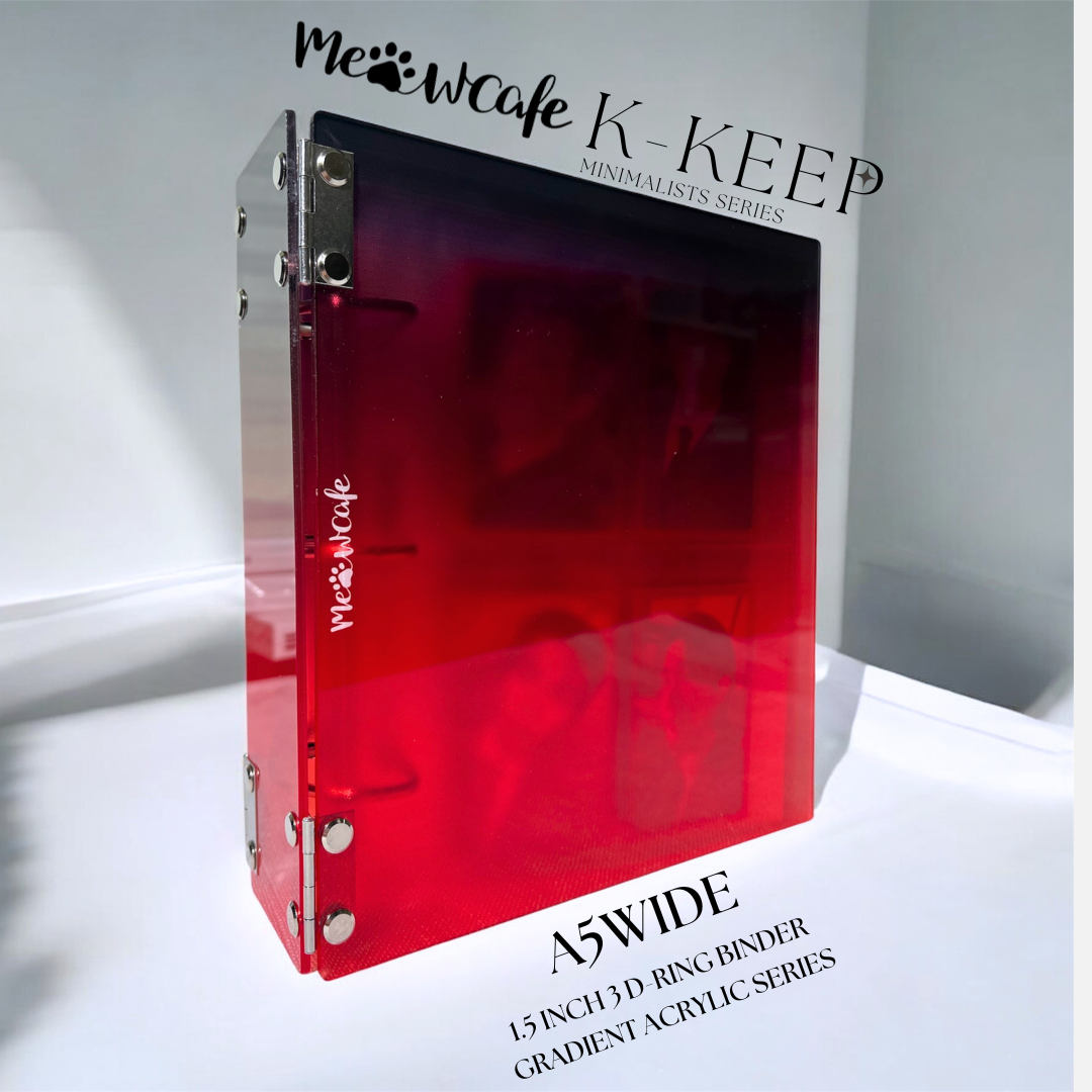 K-KEEP [A5 Wide] - [1.5 Inch] - [Gradient Acrylic Series] - Aesthetic Display Binder- Gradient Black and Red