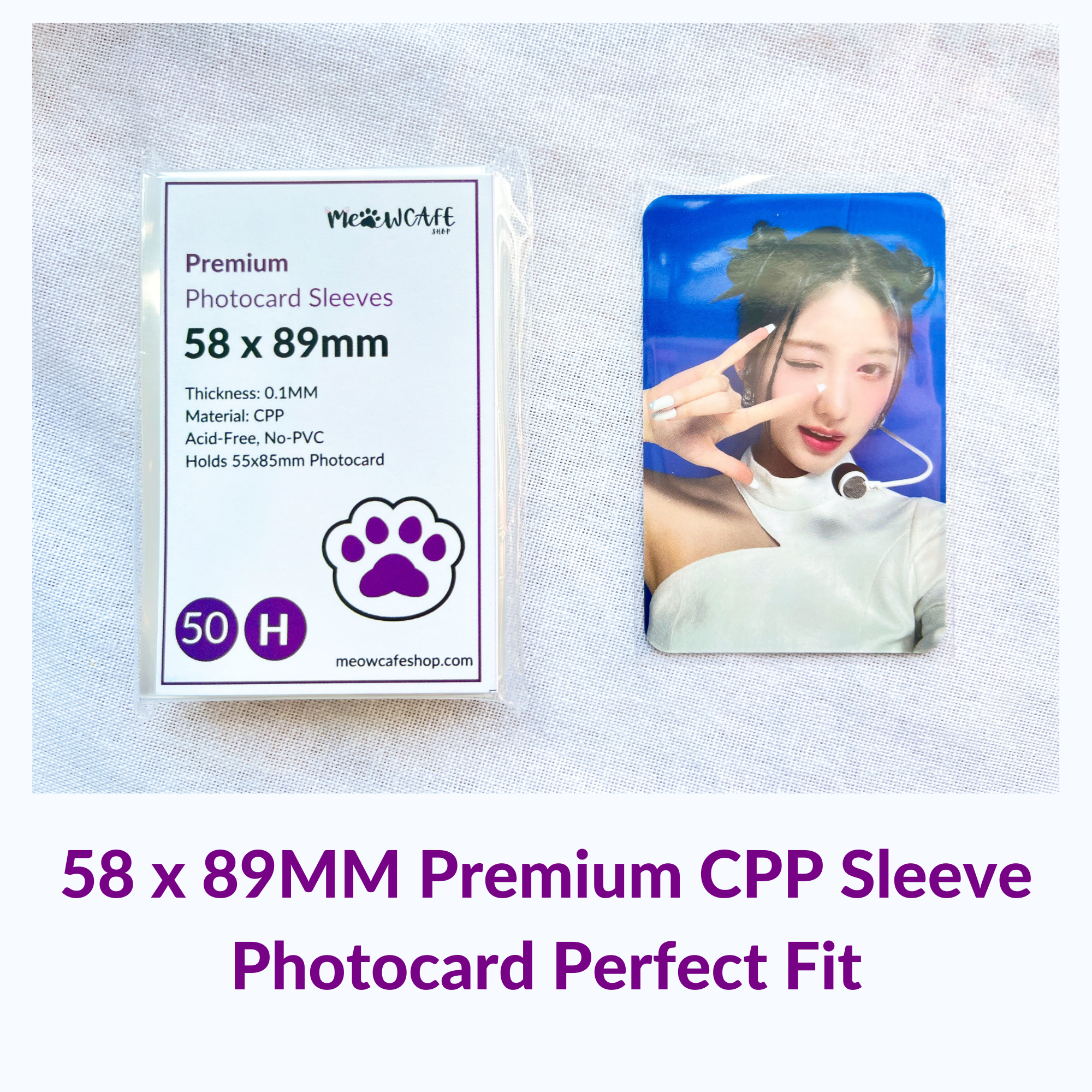 [58x89MM] Meowcafe Premium CPP Card Sleeve for Kpop Photocards Perfect Fit
