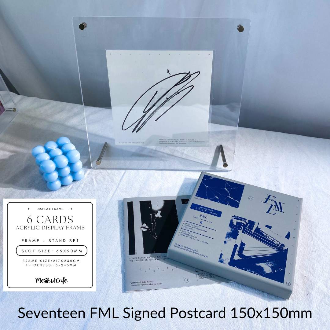 K-KEEP Acrylic Display Frame - [6 Cards Stand with Screws] Slot Size 65x90MM | Can Also be used to display Seventeen FML Signed Postcard Measuring 150x150mm