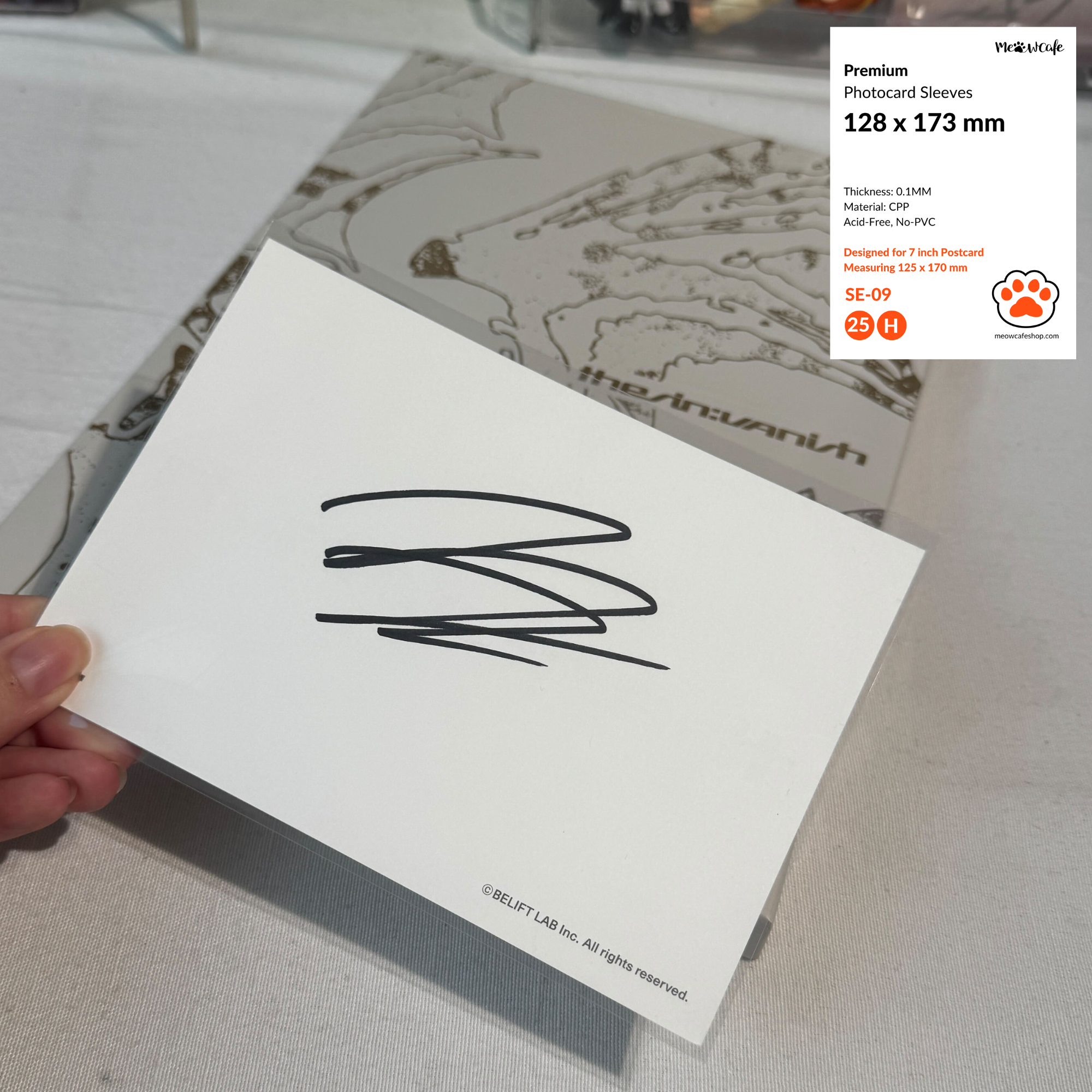 [128x173MM]  Meowcafe Premium CPP Card Sleeve for 120x170/125x170mm Enhypen Signed Postcard/TXT Kit Postcard