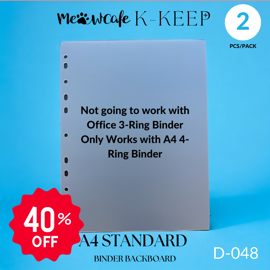 [Not Compatible with Office 3 Ring Binder] K-KEEP [Binder Backboards] - For [A4 Standard] 4-Ring Binder - Protect Your Collectible From Bending (2 Pcs Per Pack) - D-048