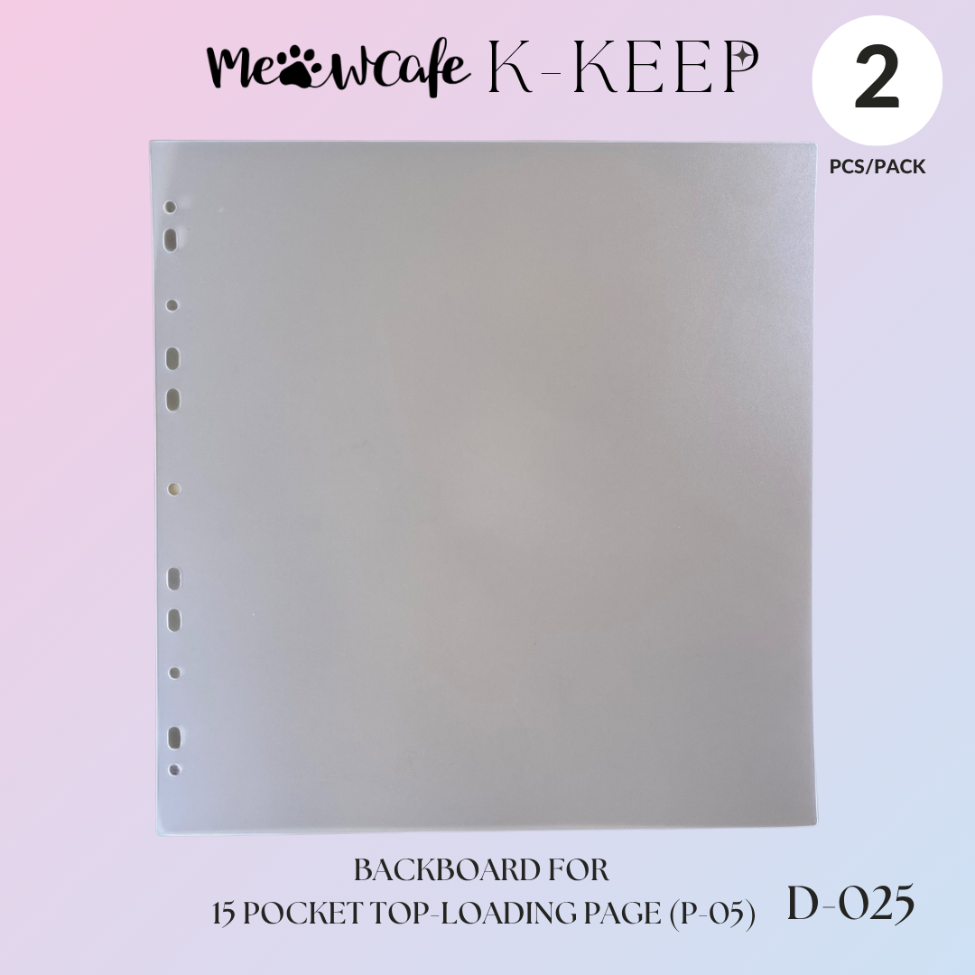K-KEEP [Binder Backboard] - For OT13 Pearl Binder & A4 Plus Extra Wide Pages - Covers Top-Loading 15 Pocket (P-05) & Side-Loading Pages - 11 Holes, Protects Your Collectibles From Bending (2 Pcs Per Pack) - D-025
