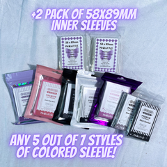 [Valued Colored Sleeves Bundle] 5 Packs of 61x91mm Colorful Sleeves + 2Packs of 58x89mm Clear Sleeves