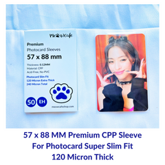 [57x88MM] Meowcafe Premium CPP Card Sleeve [120 Micron Extra Thick] for Kpop Photocards Perfect Fit