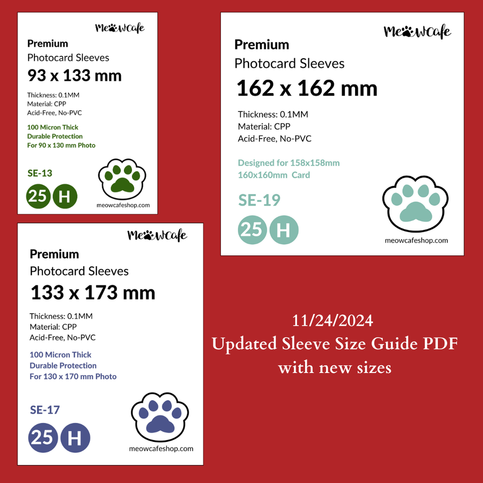 Meowcafe Photocard Sleeve Guide Printable PDF [Version 1124.2024