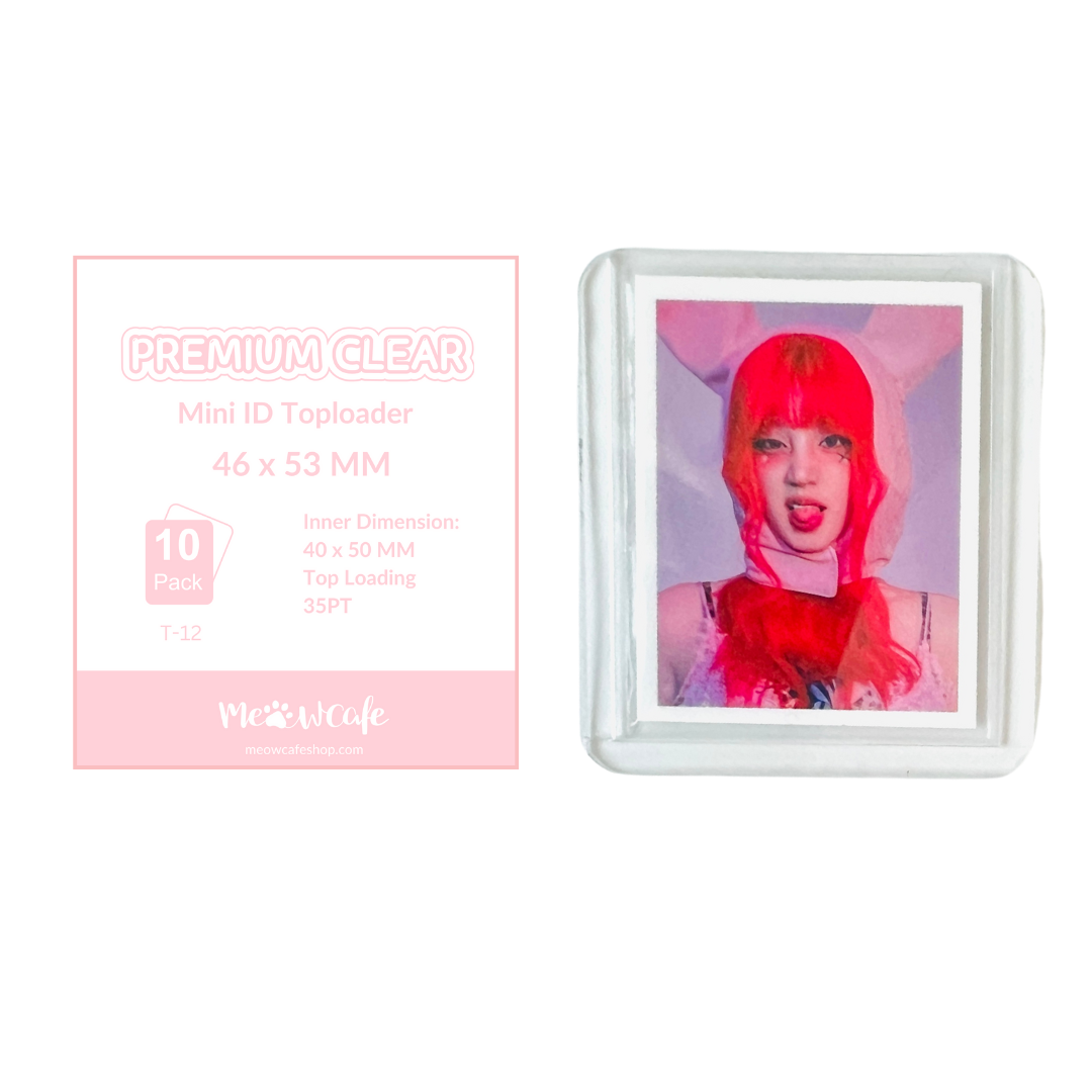 Meowcafe [46 x 53 mm] - Mini ID Size Premium Clear Toploader - Fit 37 x 47mm Mini ID Sleeve (Pack of 10)