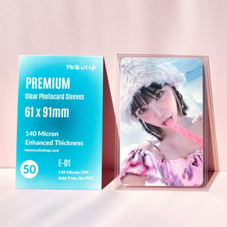 [61x91 MM] Meowcafe Premium CPP Card Sleeve [140 Micron Enhanced Thickness] for Kpop Photocards Double Sleeving E-02