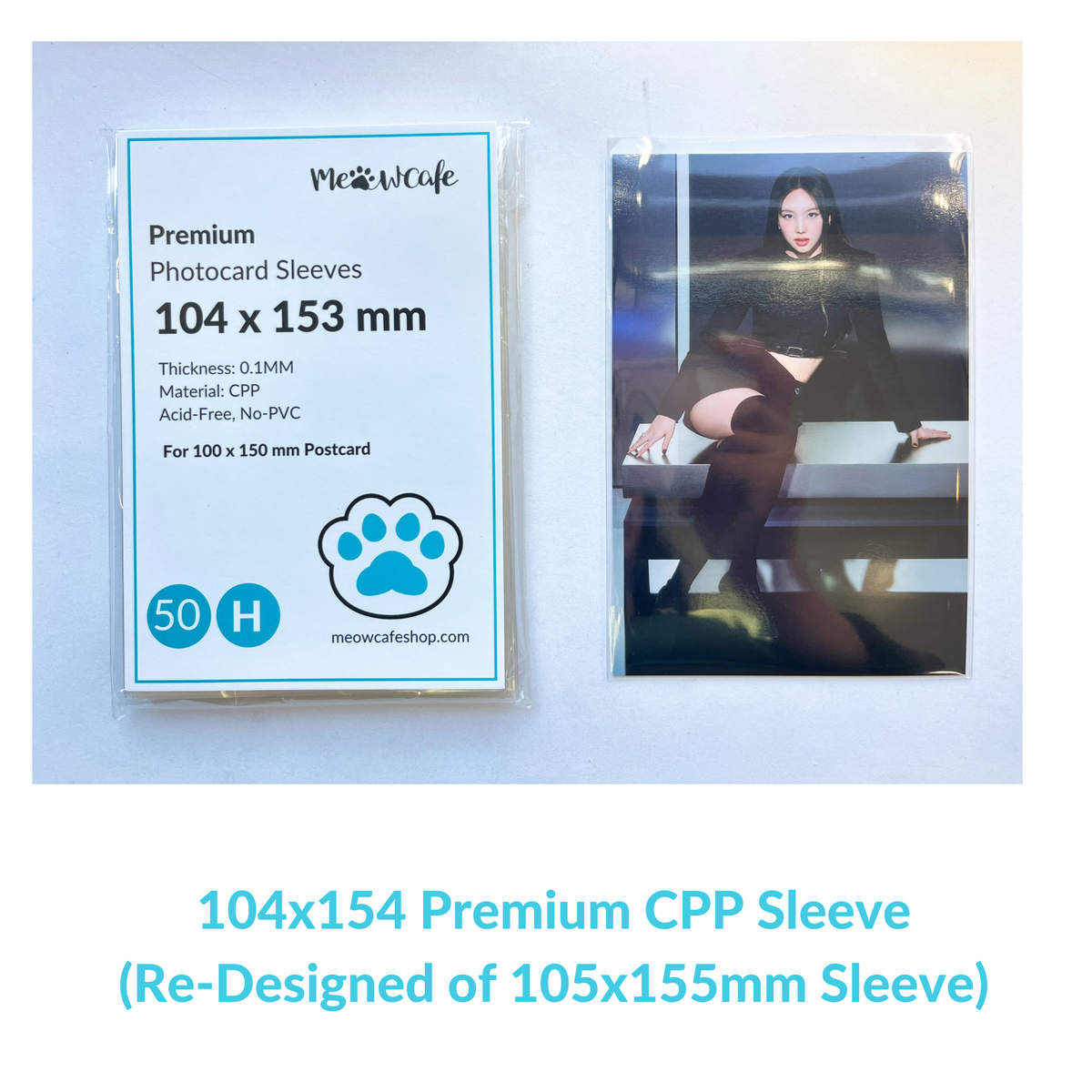[104x153MM] Re-designed Meowcafe Premium CPP Card Sleeve for Kpop Photocards For 100x148MM (4x6 inch)Postcard
