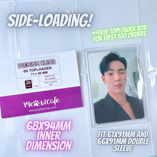 Meowcafe [71x99mm Side-Loading] - [Continuous Contour] Premium Transparentes Toploader - Passend für doppelt gesleevte Photocard