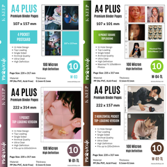 (New Valued Set) K-KEEP [A4 PLUS] - Variety Pack of 40 Inclusion Pages - 11 Holes Premium Binder Pages, 100 Micron Thick, High Definition with All Top-loading Page