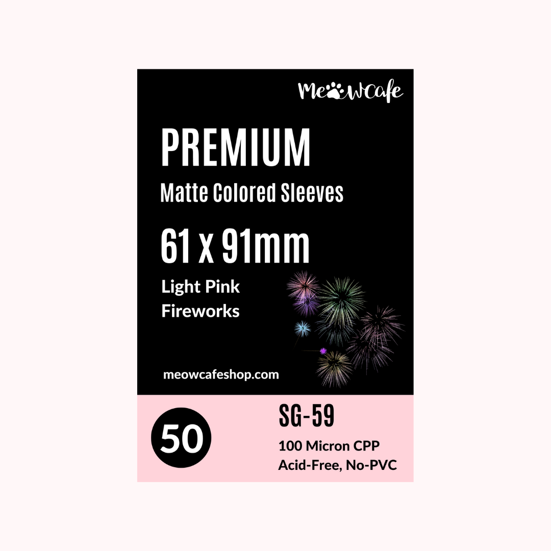 [61x91mm] Premium Colored Hologram Matte Sleeves - Hologram Fireworks + Light Pink (SG-59)