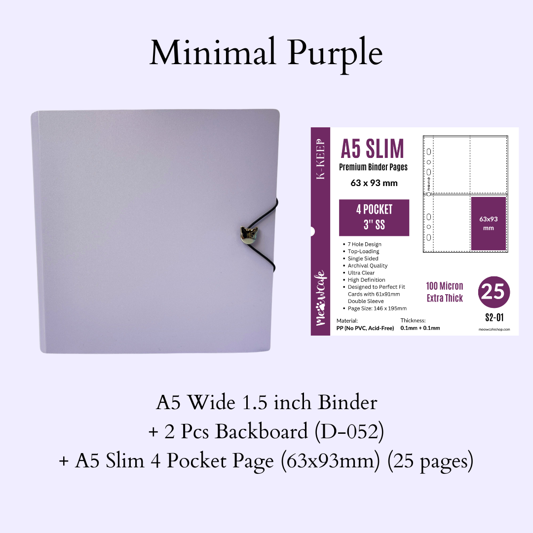K-KEEP [A5 Wide]  Square Binder - [1.5 inch] - [Minimalist Series]  - D-Ring Compact Beginner Friendly Comprehensive Collector Binder