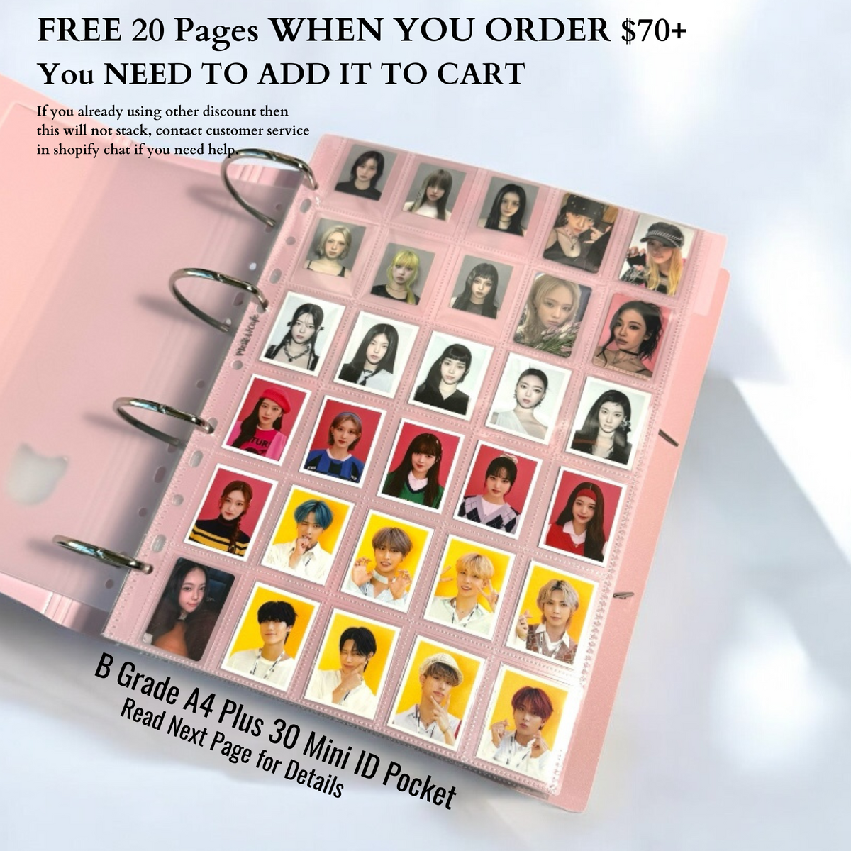 [FREE 20 Pages ON $70+] [B Grade] K-KEEP [A4 PLUS] - 30 Pocket Mini ID Page - 11 Holes Premium Binder Pages, 100 Micron Thick, High Definition (Pack of 10) (W-16)