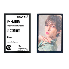 Meowcafe Premium [61x91 mm] Colored Frame Sleeves - Colored Frame Front + Clear Back For Special Visual Representation - Glossy Black