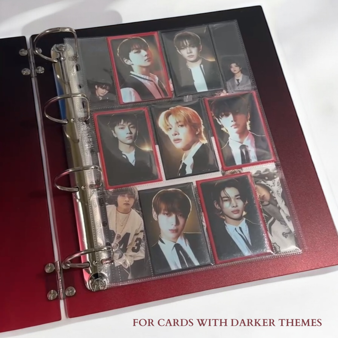 K-KEEP [A4 Plus] - [2 inch]  - Acrylic Binder Aesthetic Hardcover Binder D-Ring | Large Capacity Kpop Photocard Binder (Self-Assembly Required) - Gradient Black Red