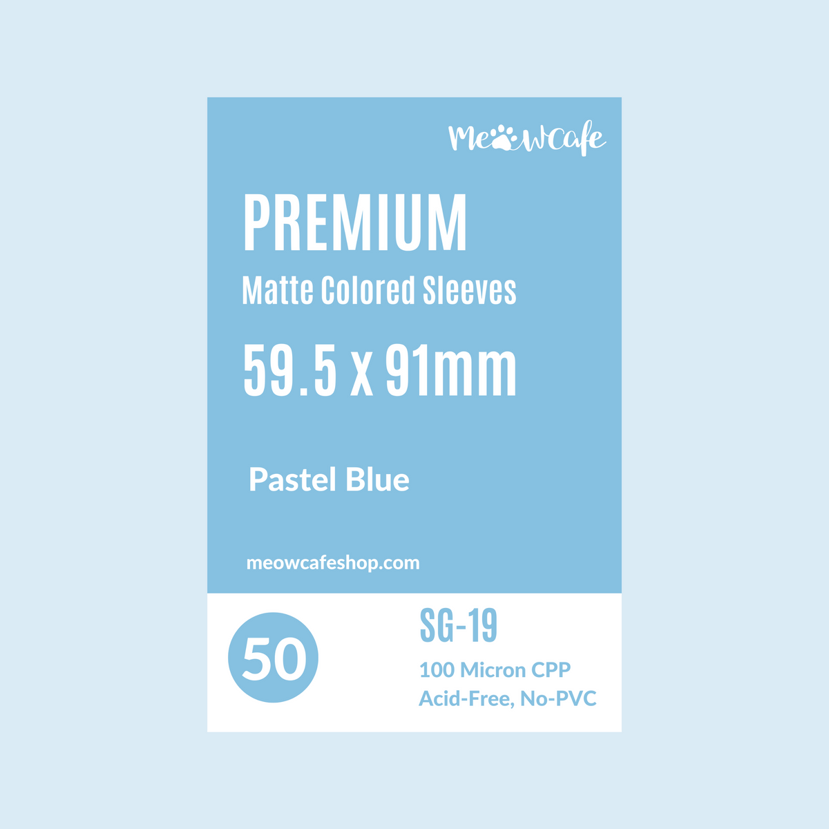 Meowcafe [59.5x91mm] Premium Colored Matte Sleeves - Pastel Blue (SG-19)