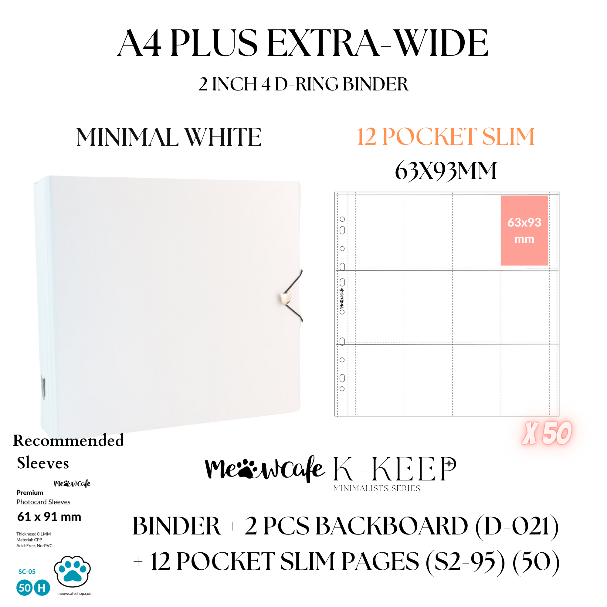 [Limited Stock] K-KEEP [A4 Plus Extra Wide] Binder - [2 Inch] - [Minimalist Series] - OT13 Binder Specially Designed for OT13  (Seventeen) or OT5 Collectors | Kpop Photocard Binder