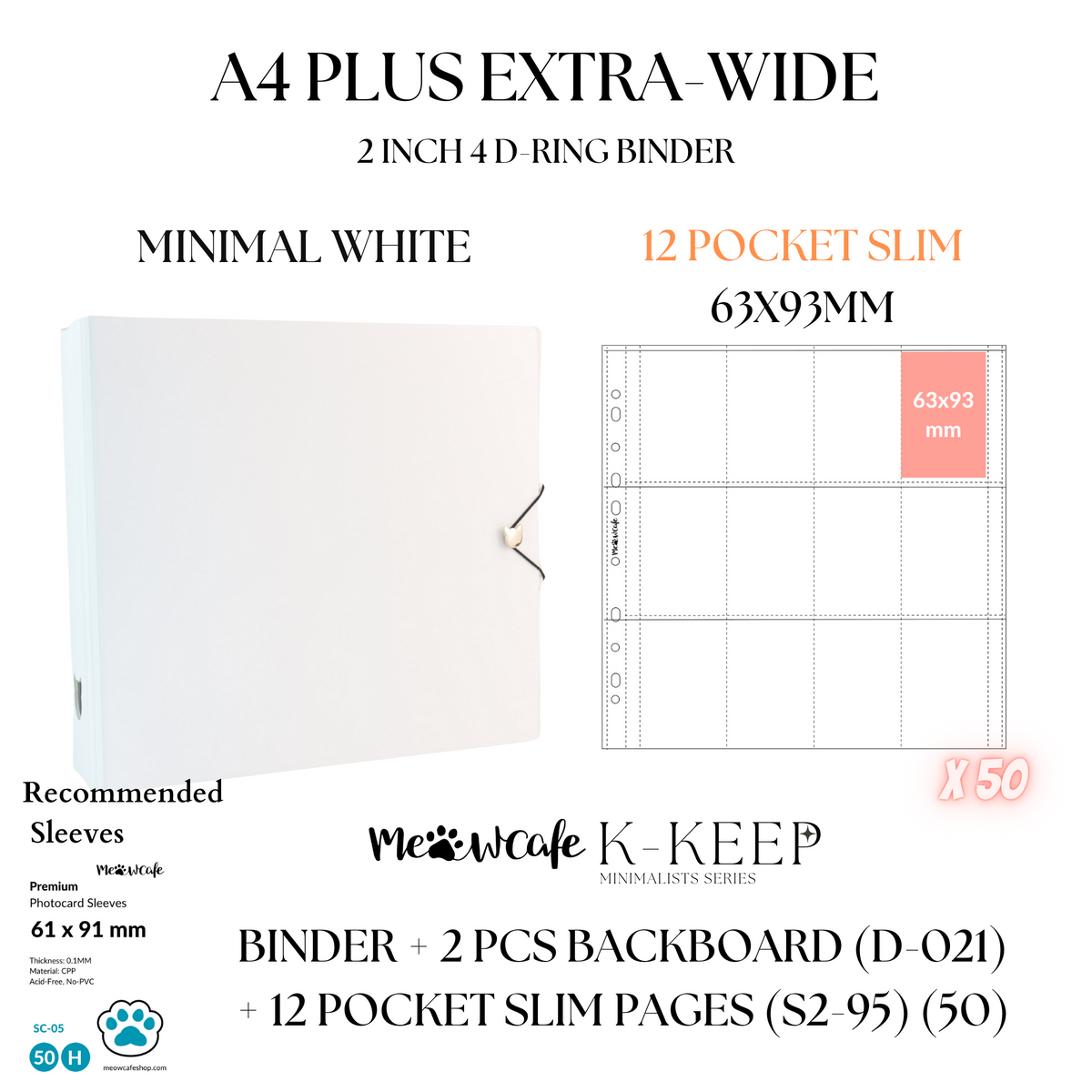 K-KEEP [A4 Plus Extra Wide] Binder - [2 Inch] - [Minimalist Series] - OT13 Binder Specially Designed for OT13  (Seventeen) or OT5 Collectors | Kpop Photocard Binder