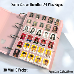 [FREE 20 Pages ON $70+] [B Grade] K-KEEP [A4 PLUS] - 30 Pocket Mini ID Page - 11 Holes Premium Binder Pages, 100 Micron Thick, High Definition (Pack of 10) (W-16)