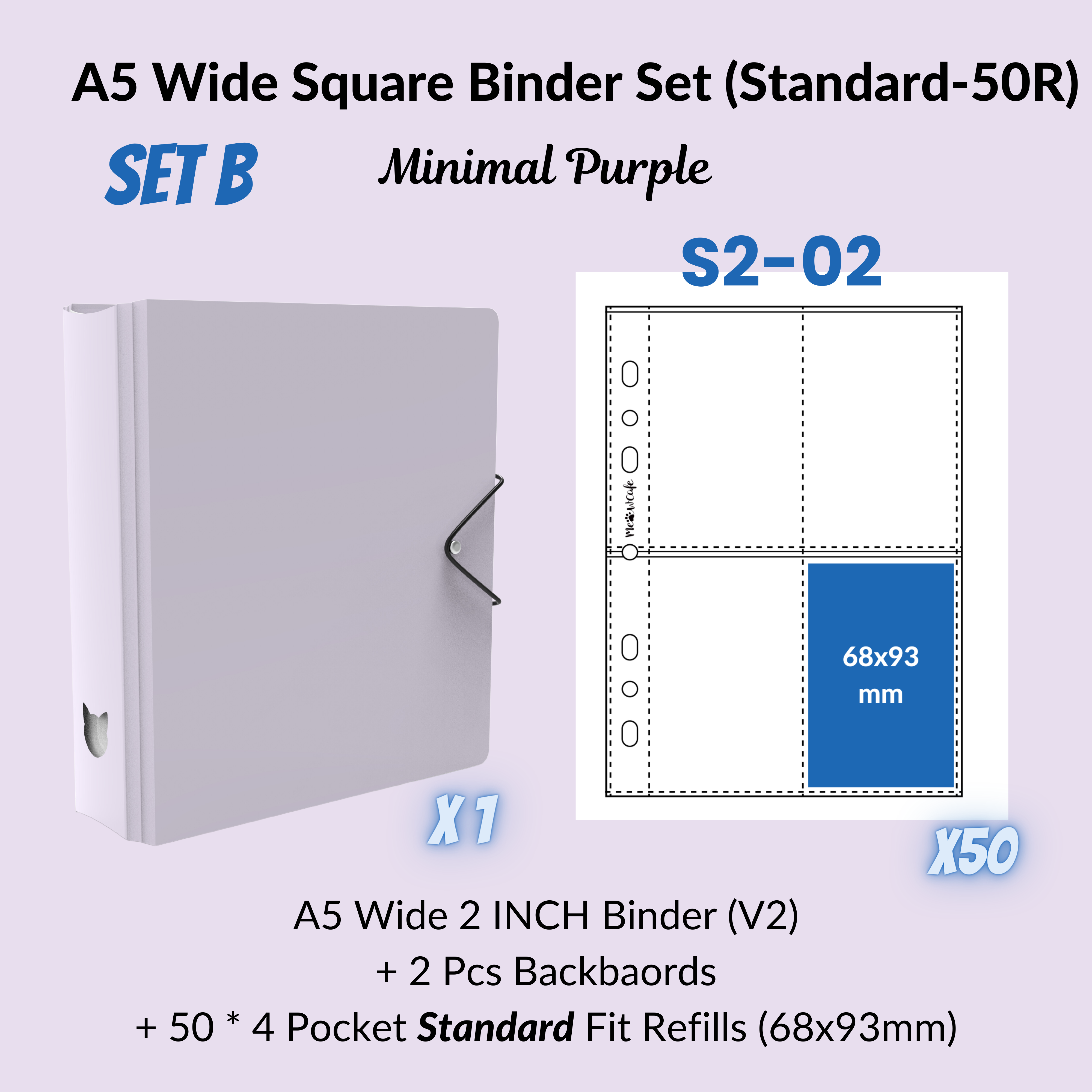 K-KEEP [A5 Wide]  Square Binder [V2 With Cat Button] - [2 inch] - [Minimalist Series]  - The Most Comprehensive and Largest A5 Binder Specially Designed for Kpop Collector