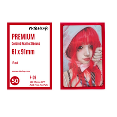 Meowcafe Premium [61x91 mm] Colored Frame Sleeves - Colored Frame Front + Clear Back For Special Visual Representation - Red