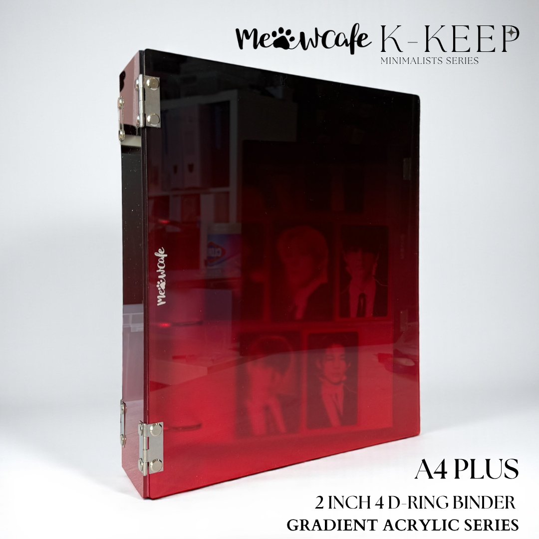 K-KEEP [A4 Plus] - [2 inch]  - Acrylic Binder Aesthetic Hardcover Binder D-Ring | Large Capacity Kpop Photocard Binder (Self-Assembly Required) - Gradient Black Red