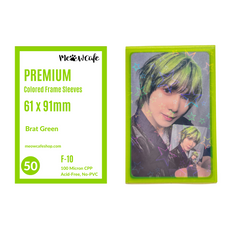 Meowcafe Premium [61x91 mm] Colored Frame Sleeves - Colored Frame Front + Clear Back For Special Visual Representation - Brat Green