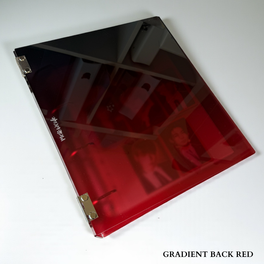 K-KEEP [A4 Plus] - [2 inch]  - Acrylic Binder Aesthetic Hardcover Binder D-Ring | Large Capacity Kpop Photocard Binder (Self-Assembly Required) - Gradient Black Red