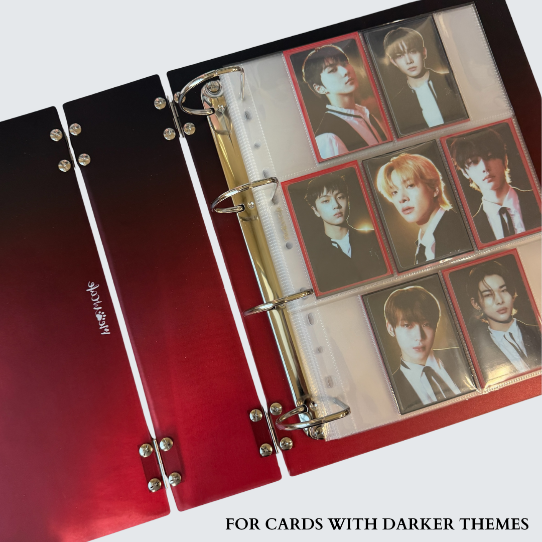 K-KEEP [A4 Plus] - [2 inch]  - Acrylic Binder Aesthetic Hardcover Binder D-Ring | Large Capacity Kpop Photocard Binder (Self-Assembly Required) - Gradient Black Red