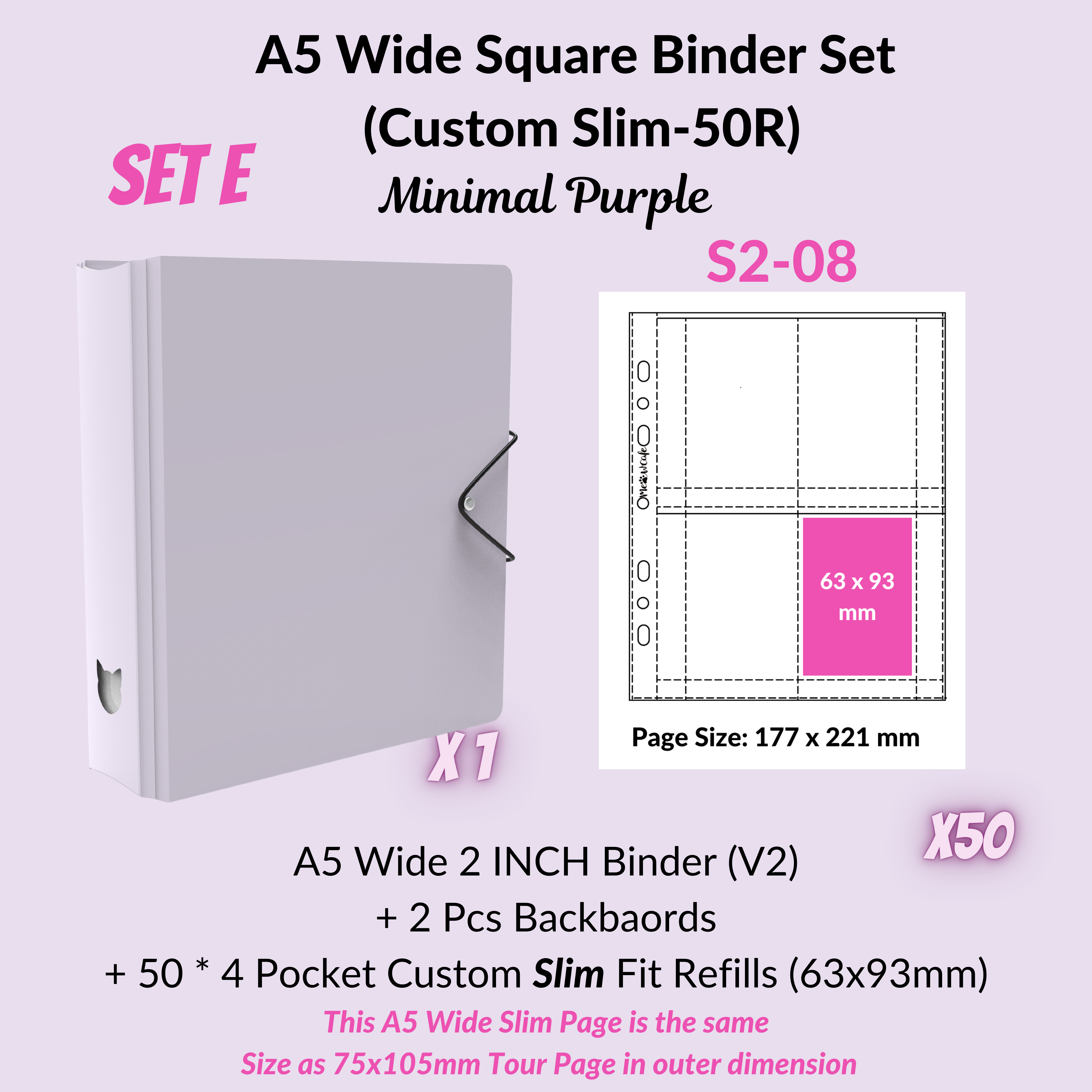 K-KEEP [A5 Wide]  Square Binder [V2 With Cat Button] - [2 inch] - [Minimalist Series]  - The Most Comprehensive and Largest A5 Binder Specially Designed for Kpop Collector