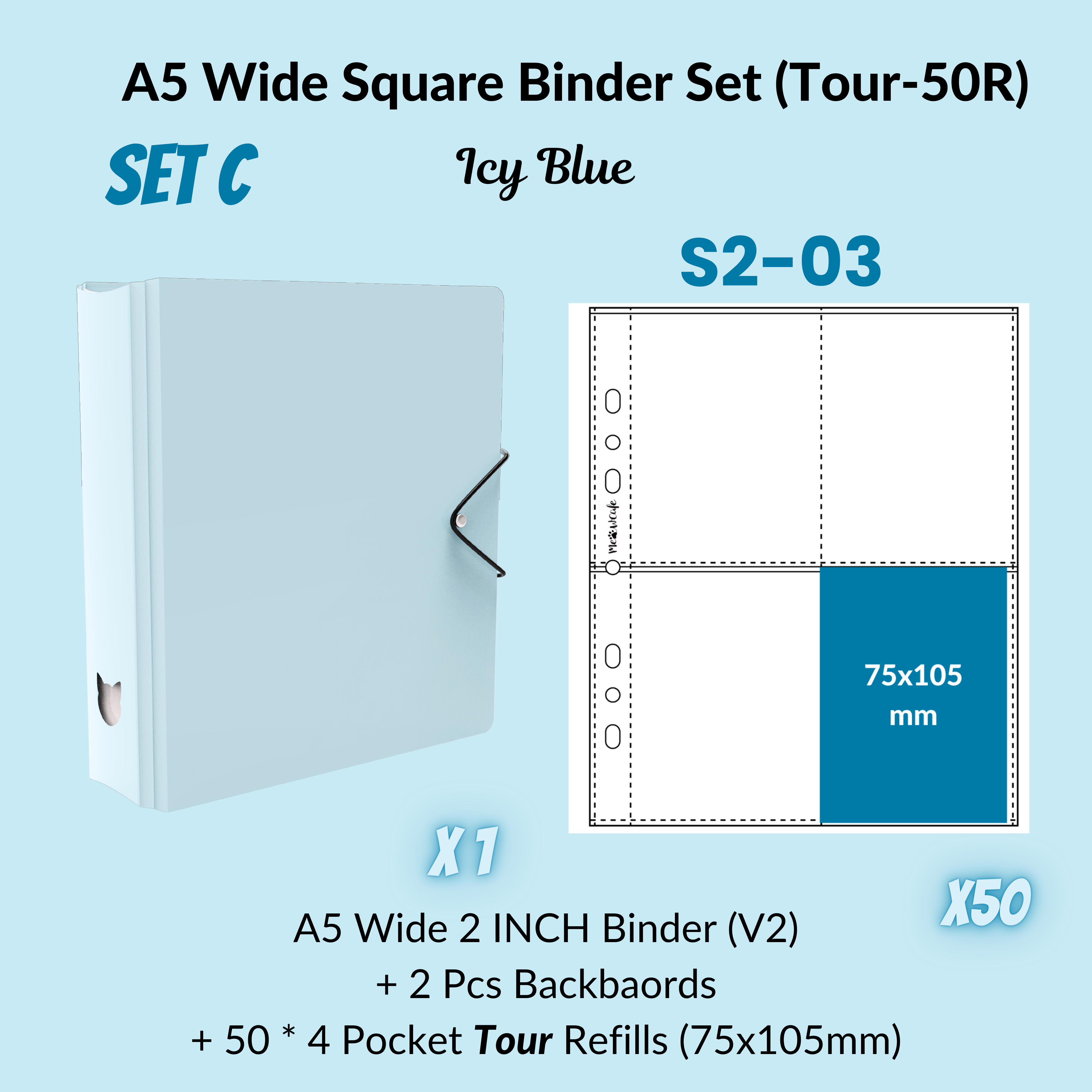 K-KEEP [A5 Wide]  Square Binder [V2 With Cat Button] - [2 inch] - [Minimalist Series]  - The Most Comprehensive and Largest A5 Binder Specially Designed for Kpop Collector