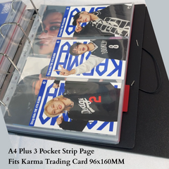K-KEEP [A4 PLUS] -  3 Pocket (Horizontal Strip) - 11 Holes Premium Binder Pages, 100 Micron Thick, High Definition (Pack of 10) - (W-06)