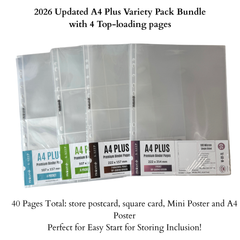 (New Valued Set) K-KEEP [A4 PLUS] - Variety Pack of 40 Inclusion Pages - 11 Holes Premium Binder Pages, 100 Micron Thick, High Definition with All Top-loading Page