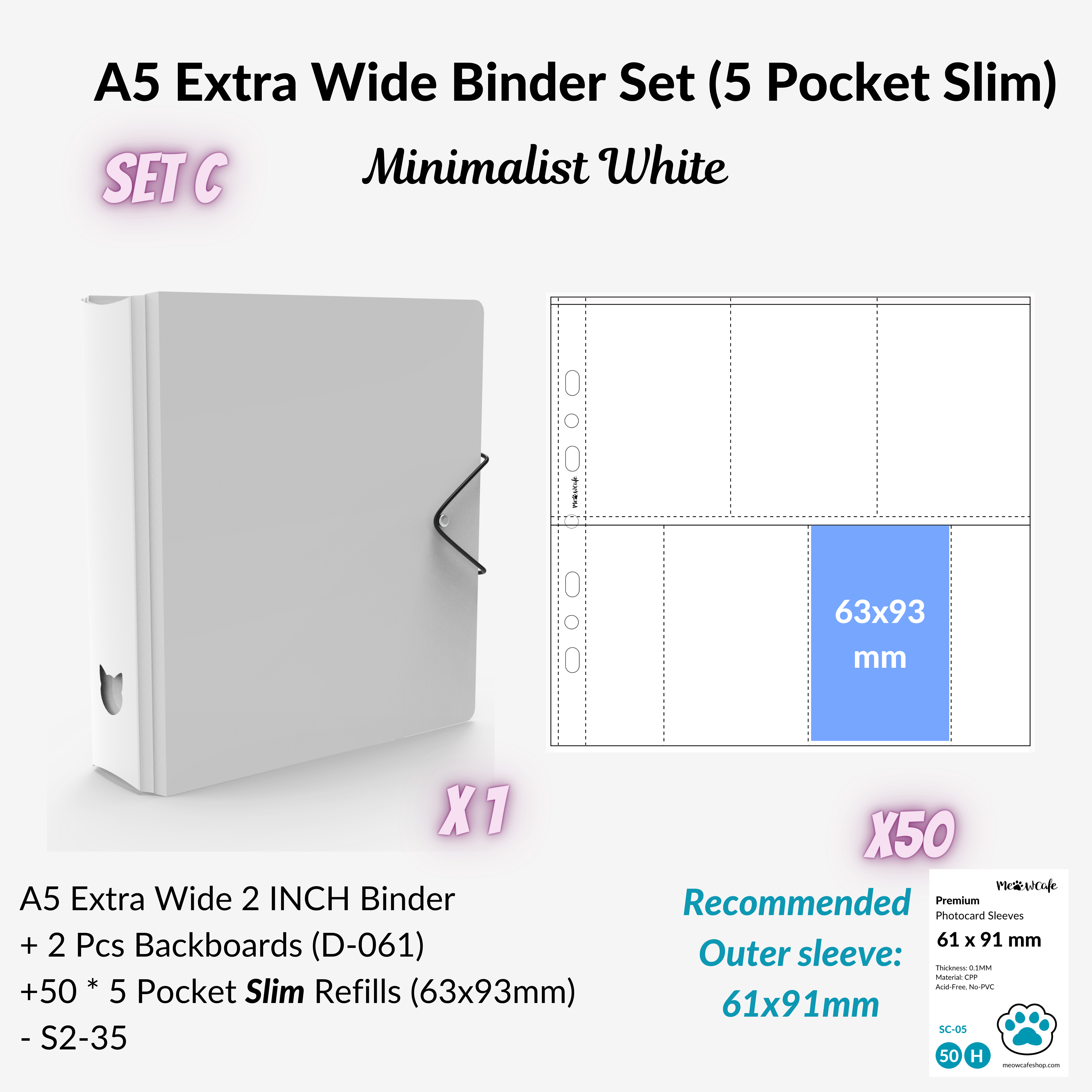 K-KEEP [A5 Extra-Wide] Binder [V1] - [2 inch] - [Minimalist Series]  "OT5/OT6" Collector Binder 6 Pocket Binder - Minimalist Series