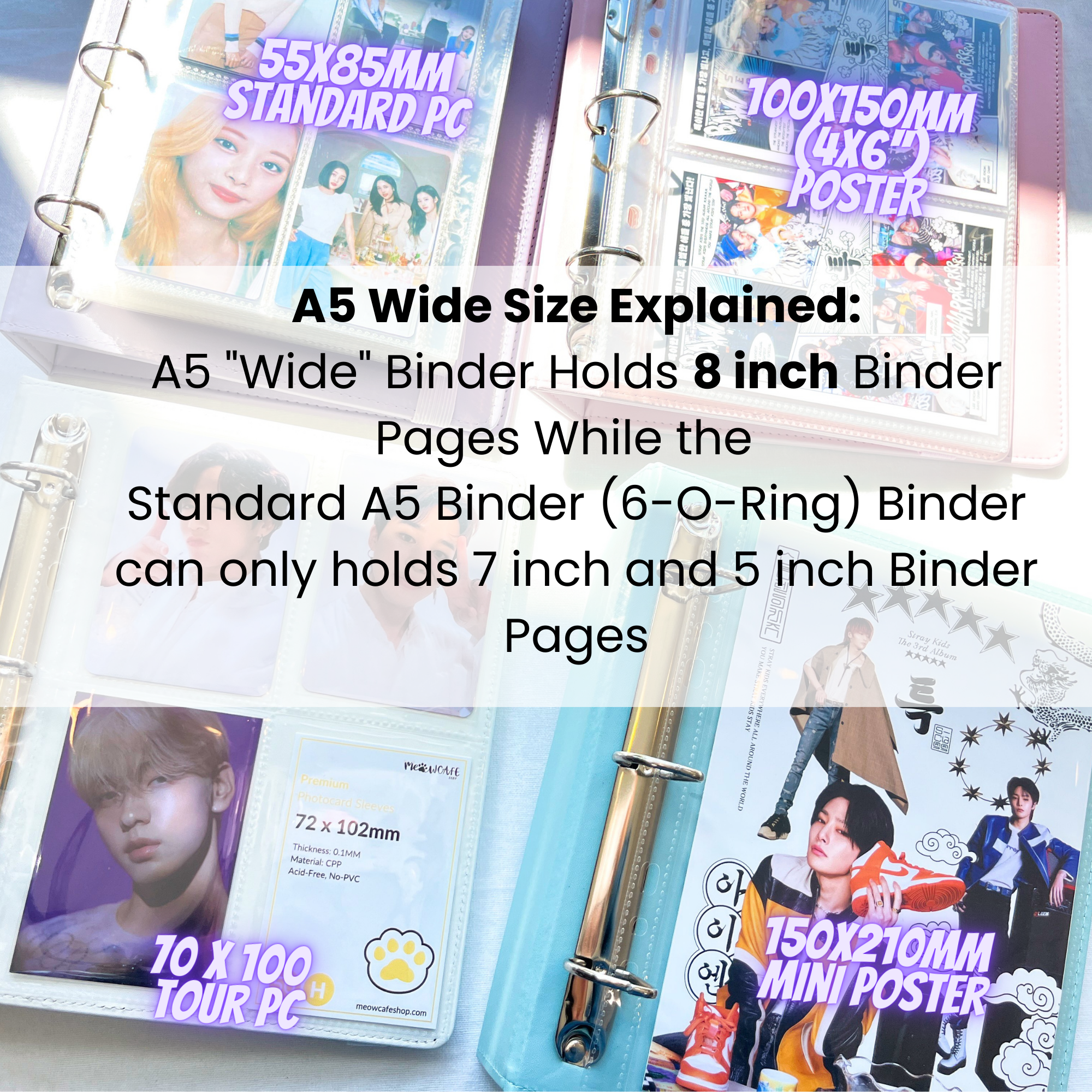 K-KEEP [A5 Wide] Binder [Pastel Series] "Tour" "Postcard" Binder | 1 inch  Pastel Leather Collection Kpop Photocard Binder 4x6 Postcard Toploader  6 x 8 inch Stray Kids Mini Poster