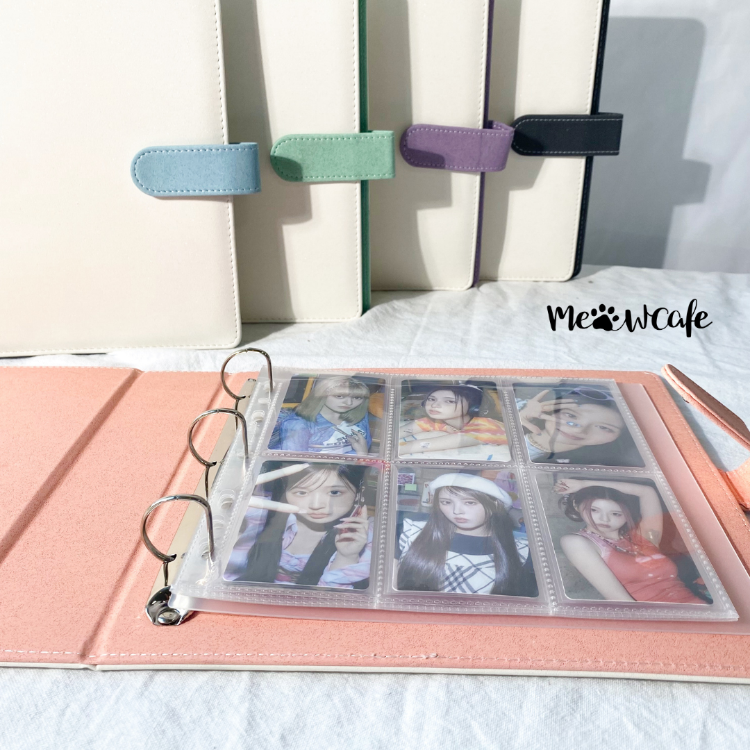 K-KEEP [A5 Extra-Wide] Binder - [1 inch] - [White Moonlight Series]- 6 Pocket | Soft PU Leather Binder D-Ring Designed for OT5/OT6 Collector