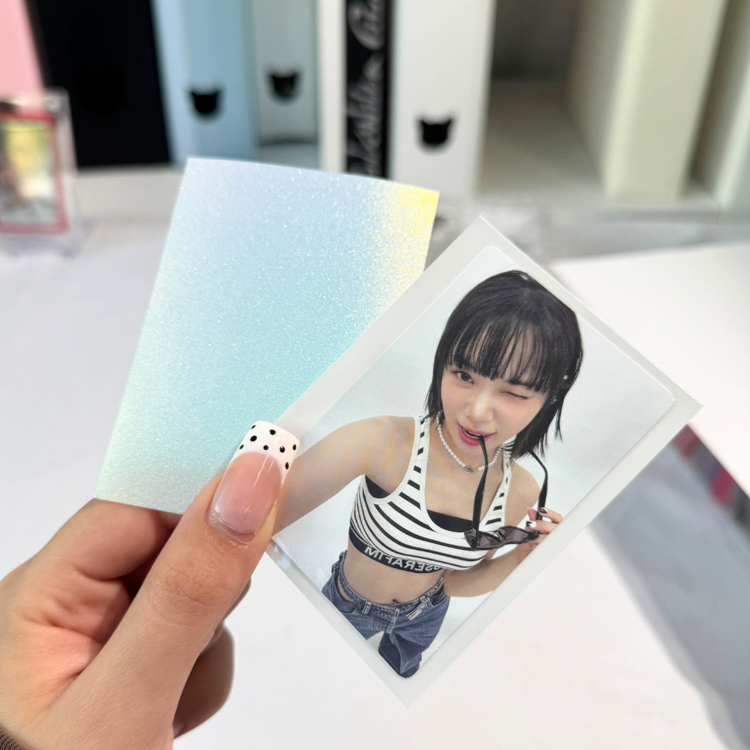 [Single Sided Stardust] Meowcafe [66x91 mm] Premium Stardust Sleeves - Gradient Mermaid Stardust Fit Monsta X Photocard (White + Stardust Backing)
