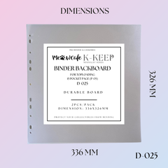K-KEEP [Binder Backboard] - For OT13 Pearl Binder & A4 Plus Extra Wide Pages - Covers Top-Loading 15 Pocket (P-05) & Side-Loading Pages - 11 Holes, Protects Your Collectibles From Bending (2 Pcs Per Pack) - D-025