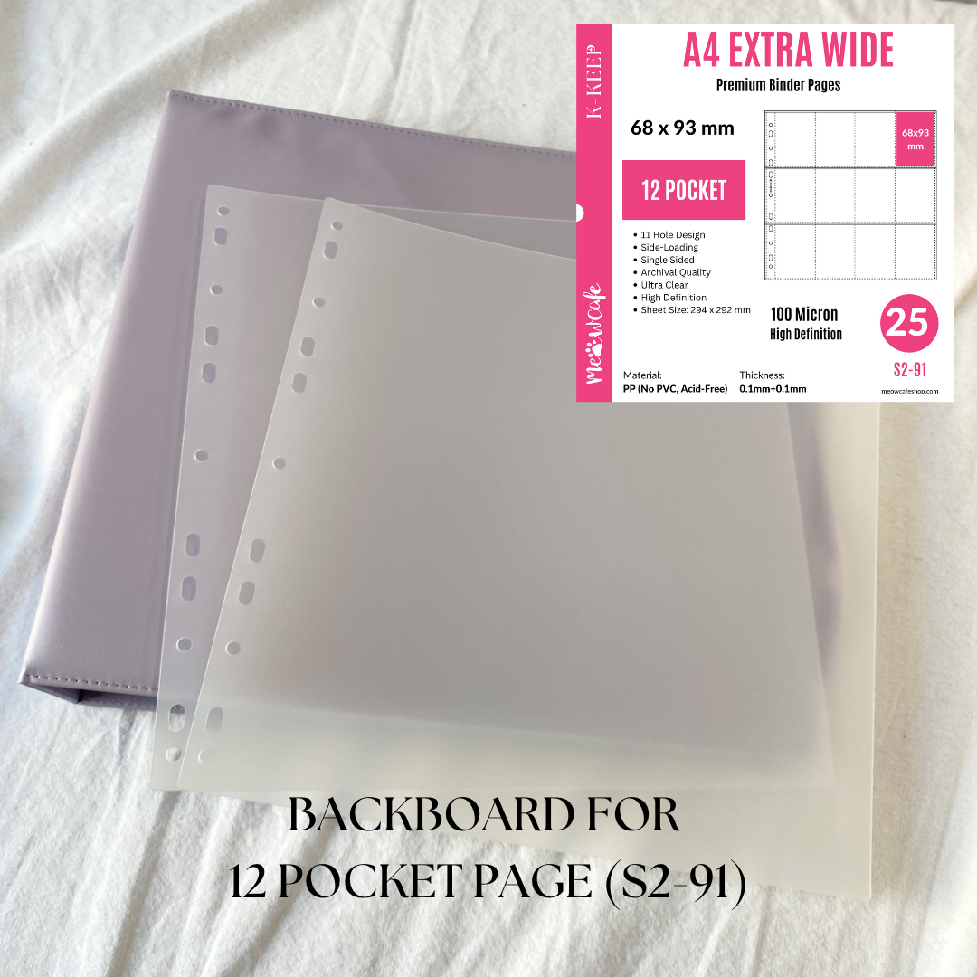 K-KEEP [Binder Backboards] - For [A4 Extra Wide] Binder  12 Pocket Page - 11 Holes Design - Protect Your Collectible From Bending (2 Pcs Per Pack) -D-021