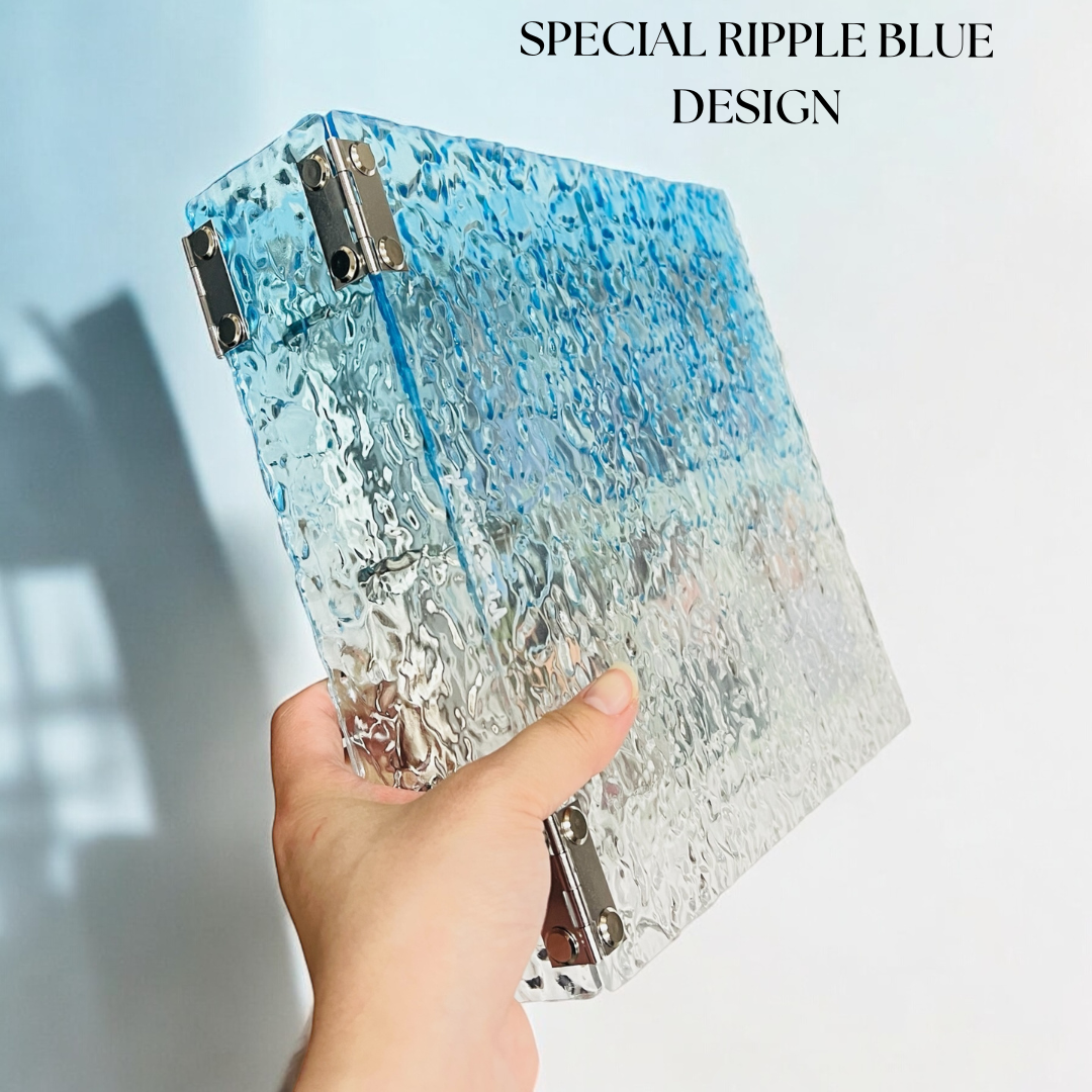 [Water Ripple Series] K-KEEP [A5 Extra-Wide] - [1.5 inch] - Acrylic Binder- Large Capacity OT5 OT6 Kpop Photocard Binder (Ripple Blue)