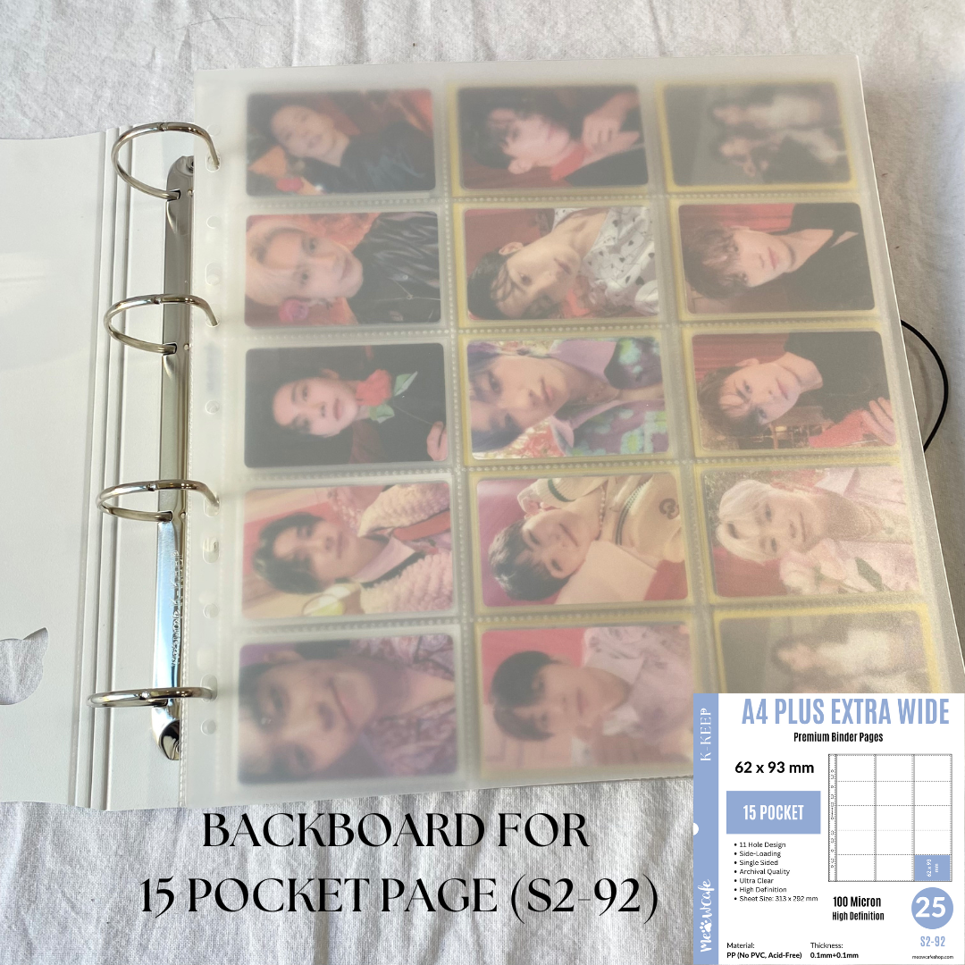 K-KEEP [Binder Backboards] - For [A4 Plus Extra Wide] Binder 15 Pocket Page - 11 Holes Design - Protect Your Collectible From Bending (2 Pcs Per Pack) -D-022