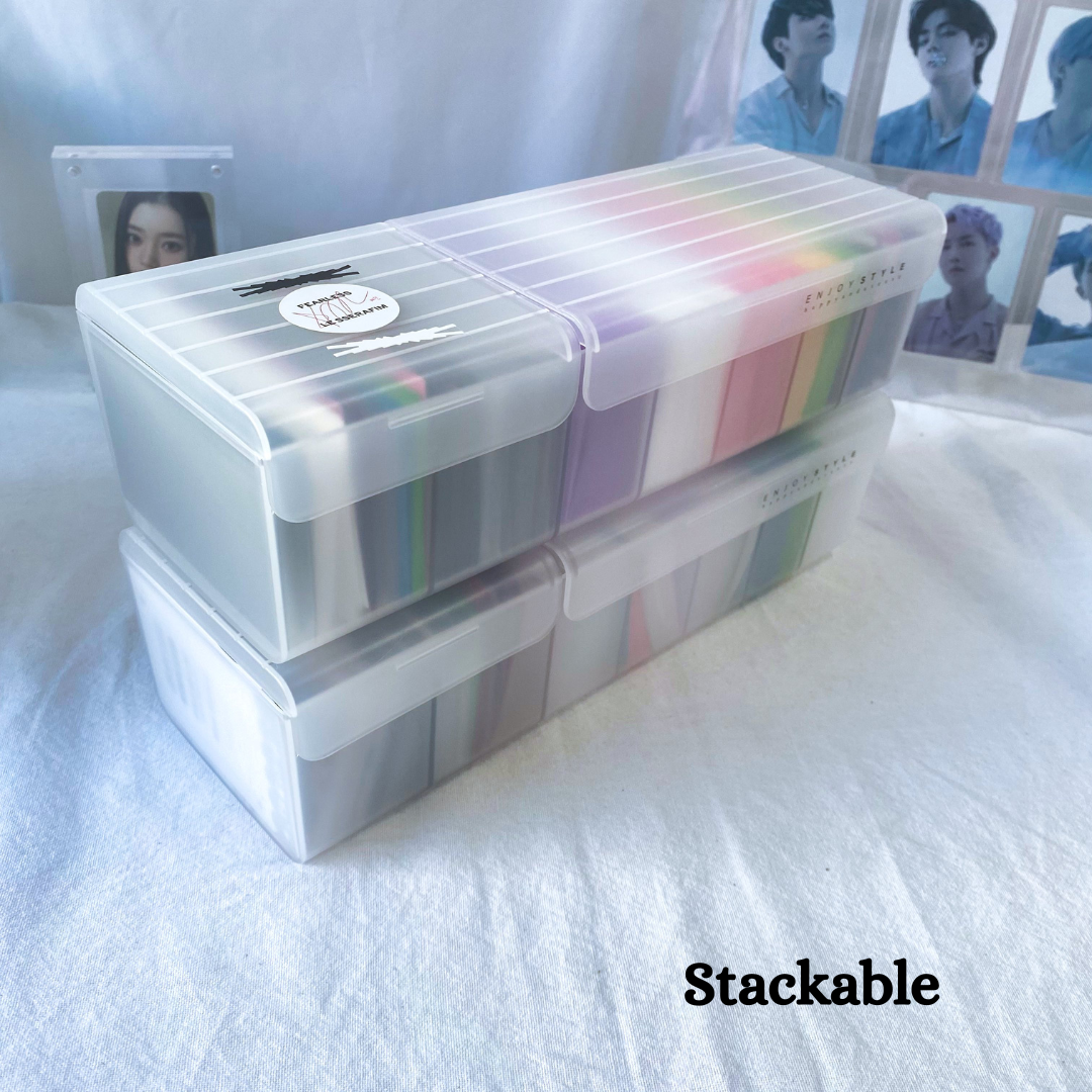 7 Sections Matte Clear Photocard and Sleeves Storage Organizer Box with 2 Lids Photocard Holder Cards Holder Kpop Storage Card Storage Box