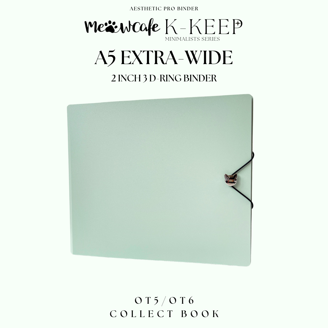 K-KEEP [A5 Extra-Wide] Binder [V2]- [2 inch] - [Minimalist Series] [Ice Green] "OT5/OT6" Collector Binder  6 Pocket Binder - Minimalist Series - Thicker and Tasty