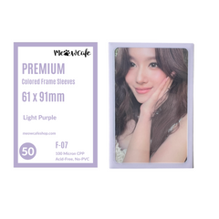 Meowcafe Premium [61x91 mm] Colored Frame Sleeves - Colored Frame Front + Clear Back For Special Visual Representation - Light Purple